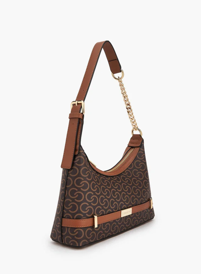 سيليست Monogram Print Shoulder Bag With Chain Strap